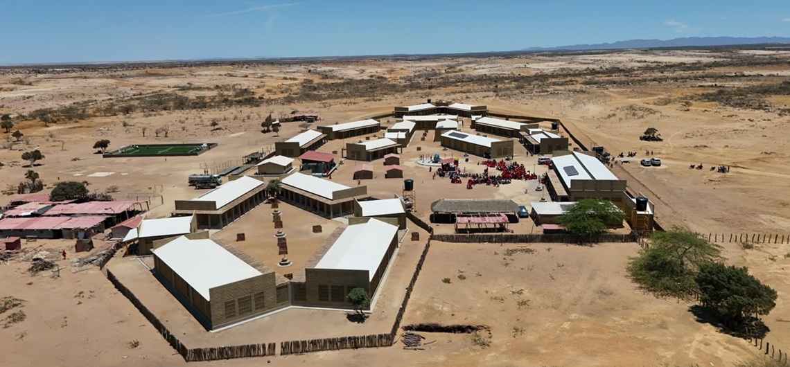 Imagen panorámica de colegio entregado en La Guajira